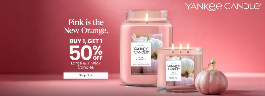 Buy One, Get One 50% Off Large & 3-Wick Candles.