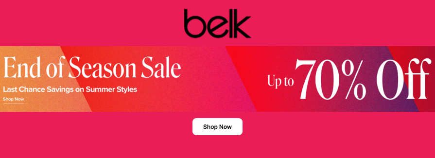 Up to 70% Off End of Season Sale.