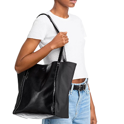 $298. Rag & Bone Jet Double handle Shoulder Tote Bag Black Silver