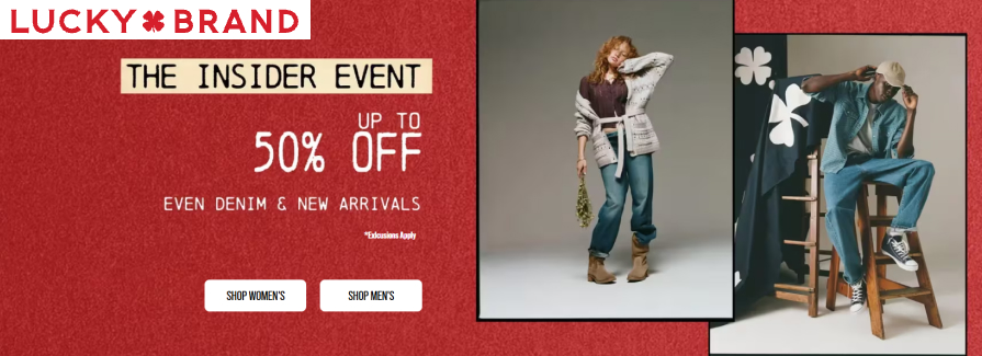 Up to 50% Off Denim & New Arrivals.