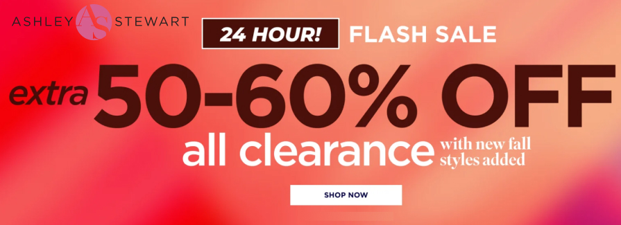 Extra 50-60% Off all Clearance.